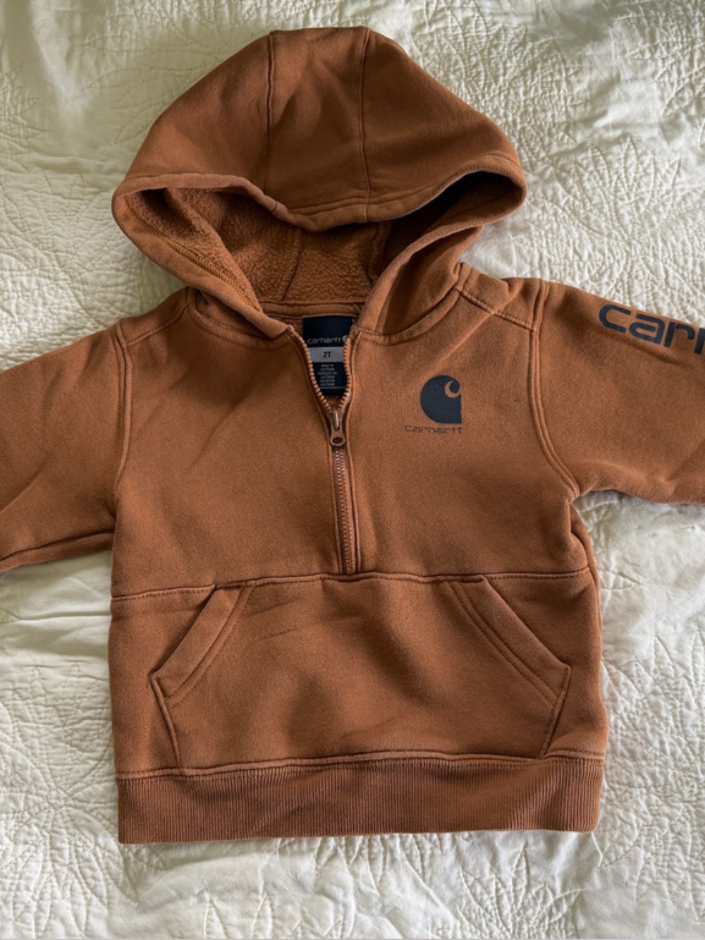 Carhartt Kids Rust Brown Half-Zip Hooded Sweatshirt
